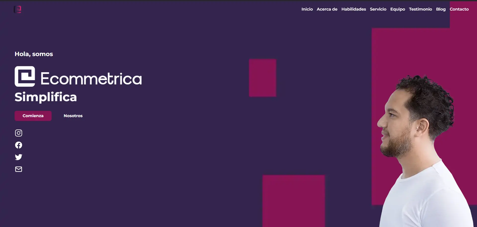 Captura de pantalla del proyecto Ecommetrica - Astro - React - Tailwind - Motion